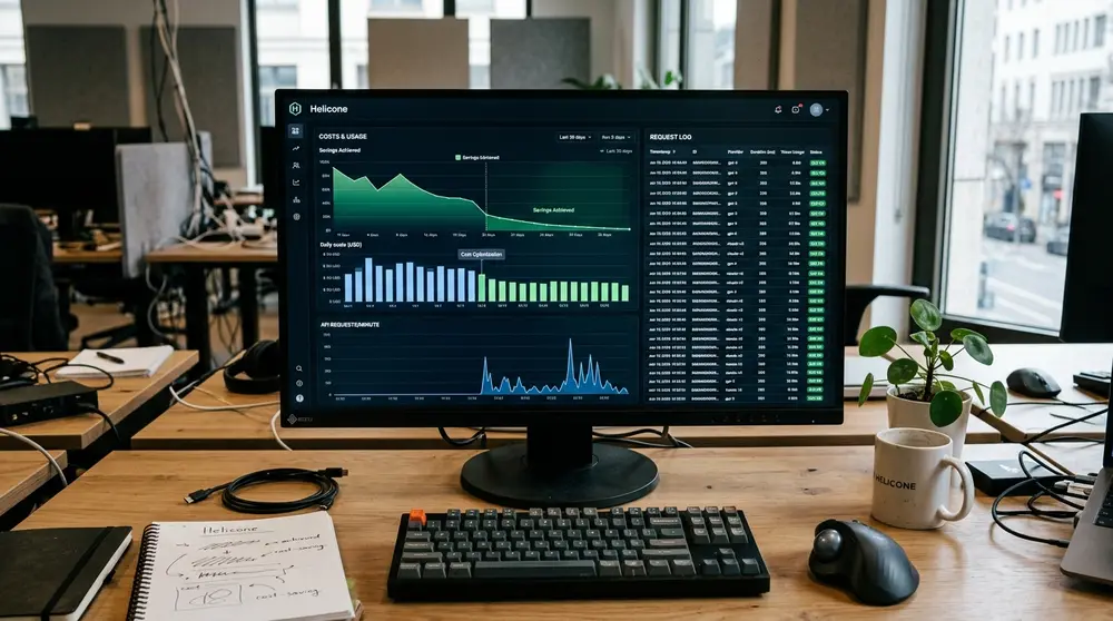 Helicone AI observability dashboard tracking LLM costs and latency